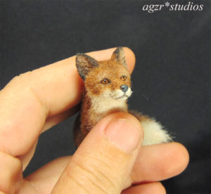 Ooak 1:12 miniature red fox realistic animal wild dog handsculpted pet dollhouse diorama roombox