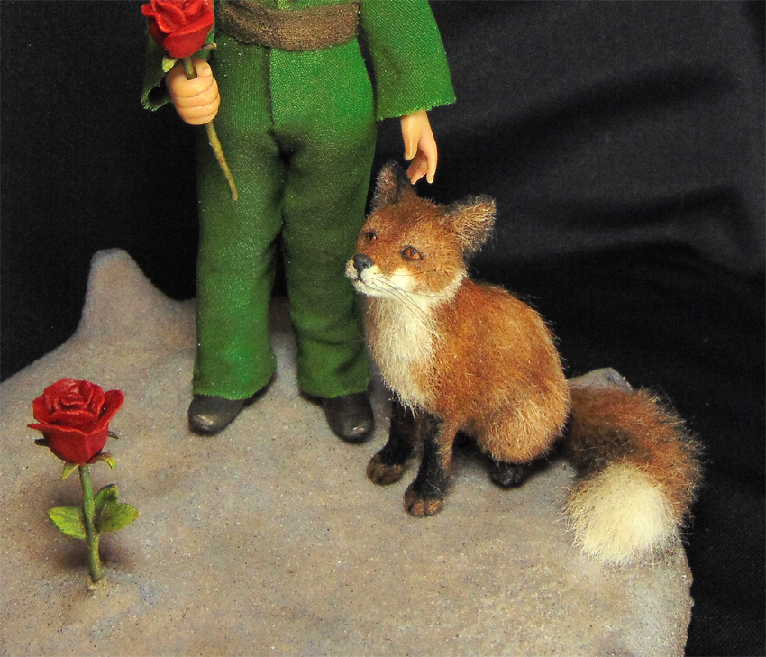 Ooak 1:12 miniature red fox realistic animal wild dog handsculpted pet dollhouse diorama roombox