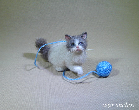 Ooak 1:12 dollhouse baby ragdoll cat kitten handmade furred realistic