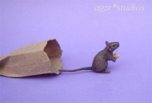 1:12 furred miniature grey rat mouse
