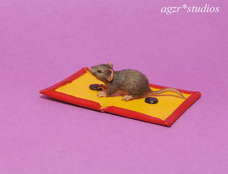 dollhouse miniature 1:12 scale gray rat mouse handmade furred