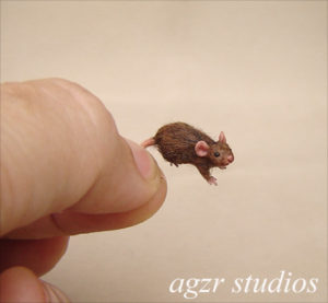 1:12 scale miniature brown mouse rat handmade sculpture animal art