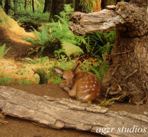 1:12 ooak handmade resting fawn deer wild animal wood pet