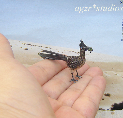 Ooak 1:12 dollhouse miniature road runner bird lifelike