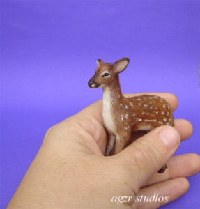 1:12 dollhouse miniature standing fawn baby deer ooak sculpture animal