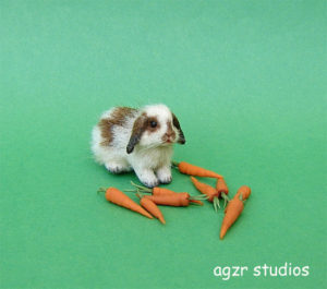 1:12 furred miniature lop bunny rabbit dollhouse handmade