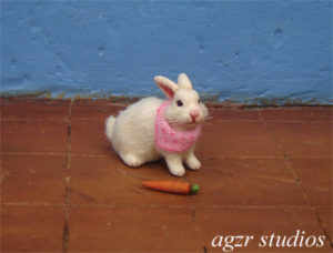 1:12 dollhouse white baby bunny rabbit handcrafted realistic agzr studios