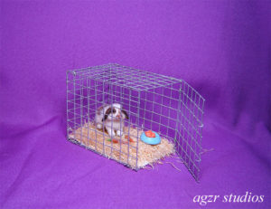 1:12 dollhouse lop bunny & cage furred realistic handmade