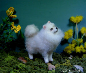 1:12 dollhouse miniature spitz furred dog pet