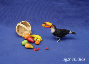 Ooak 1:12 dollhouse miniature toco toucan bird handcrafted feathered