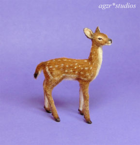 1:12 dollhouse miniature standing fawn deer ooak furred