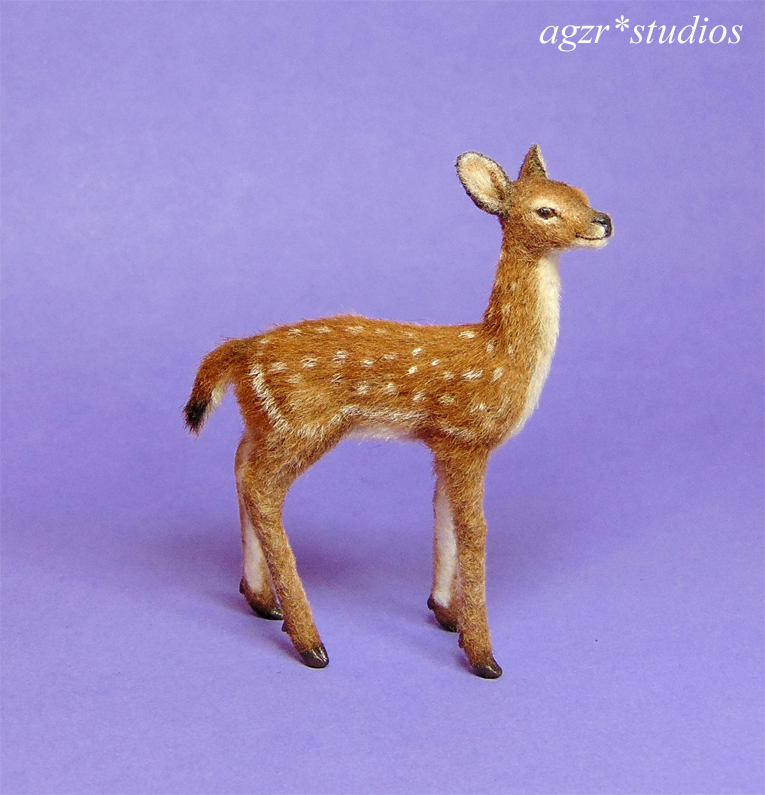 1:12 dollhouse miniature standing fawn deer ooak furred
