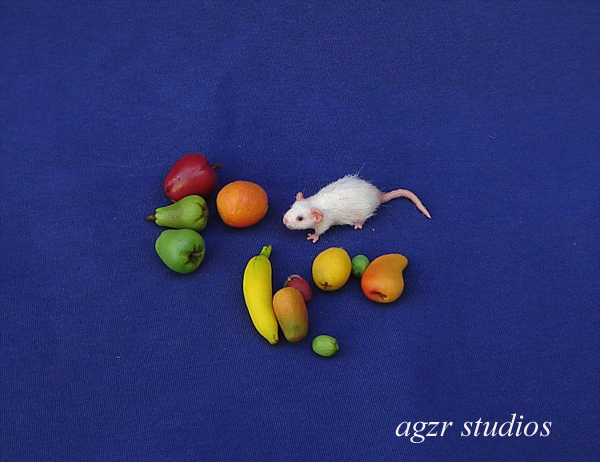 1:12 scale white mouse for dollhouse miniature world ooak realistic animal