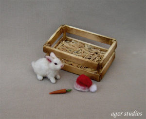 1:12 dollhouse furred miniature white bunny rabbit baby