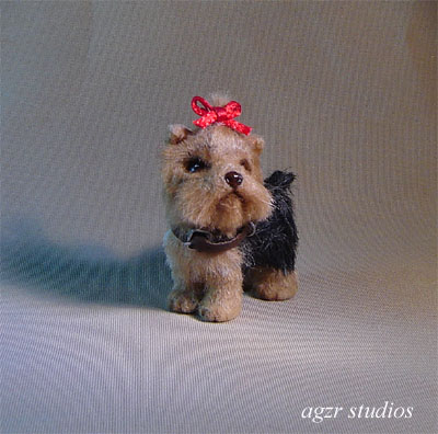 1:12 miniature Yorkshire terrier dog handmade dollhouse